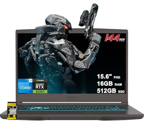 MSI Thin 15 Gaming Laptop 15.6 FHD IPS 144Hz Intel Octa-core i5-13420H (Beats i7-12650H) 16GB RAM 512GB SSD GeForce RTX 4060 Backlit USB-C Win11 w/ICP Hub