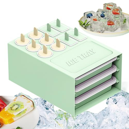 Tuxxjzm Bac à glaçons en silicone 2 en 1 réutilisable pour café glacé, whisky, boissons, aliments pour bébé, sucettes glacées, congélateur