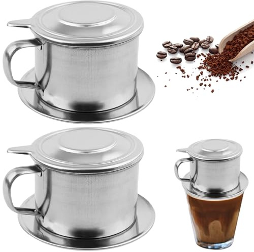Vietnamise Coffee Dripper 2pcs en acier inoxydable Filtre de café vietnamien ACCESSOIRES DE CAFE REUSABLE LAVABLE RÉUSABLE