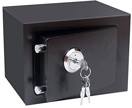 MEELRYD Caja fuerte de acero, caja fuerte para familias, caja fuerte para muebles con cerradura doble, 23 x 17 x 17 cm, seguridad, caja fuerte de pared, caja fuerte de alto rendimiento, apto para