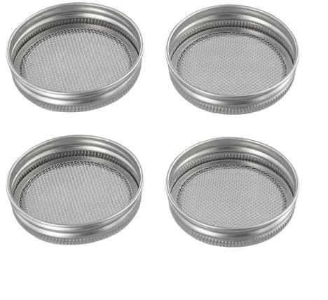 4 x Keimabdeckungen aus Edelstahl, 70 mm, Siebdeckel für organisches Sprossenwachstum in Gläsern