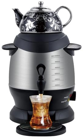 GYKOZY Bouilloire électrique Turque, capacité de 5L et théière de 1L, avec Fonction de Maintien au Chaud et Manche Anti-brûlure, pour Le thé. (Black)