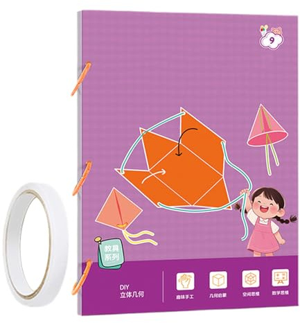 qixeuoa Libro educativo di matematica 3D, geometria 3D, giocattolo educativo con corpi 9/12/15, giocattolo educativo per insegnanti, ragazze, principianti