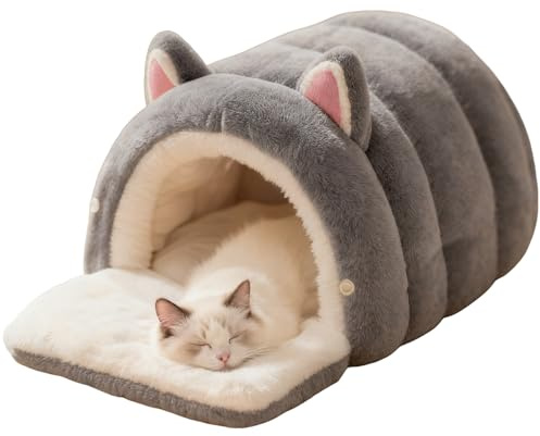 Katzenbett Höhle - Kuppelförmiges Winter Versteck für Haustiere,Wärmendes Katzenbett,für Welpen Innenbereich Wohnzimmer Schlafzimmer Wohnung Studentenwohnheim Zuhause