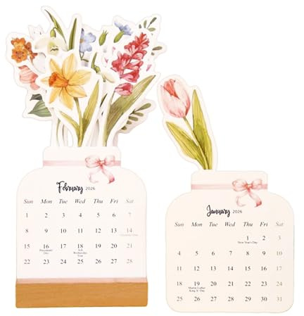 Calendario da tavolo 2026 - calendario 2026 Decorazione da scrivania | Agenda settimanale mensile con fiori portatile, agenda annuale per la pianificazione 'agenda degli appuntamenti,