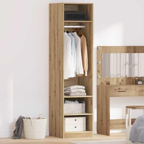 Frdhee Putzschrank Schlafzimmer Schrank,Kleiderschrank mit Regal Artisan-Eiche Holzwerkstoff,Vorratsschrank für Büro,Wohnzimmer oder Schlafzimmer