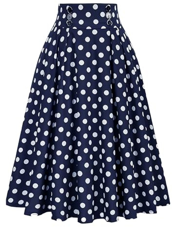 Falda vintage para mujer de los años 50, falda plisada, falda de Año Nuevo, falda acampanada, minifalda de skater, falda de cintura alta, falda midi con lunares, falda de fiesta para carnaval, fiesta