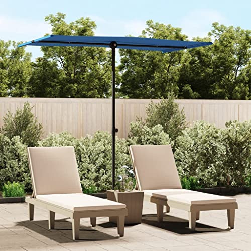 Parabrisas para terraza, sombrilla con mástil de aluminio, 180 x 110 cm, azul celeste, balcón, pared lateral para balcón, terraza, jardín