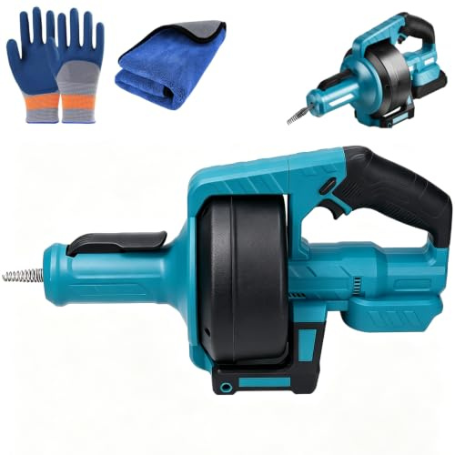 Limpiador de tuberías con batería para batería Makita, espiral de limpieza de tuberías eléctrica para desagüe de 20 – 75 mm de diámetro, para cocina, baño, inodoro, tubería con cable en espiral de