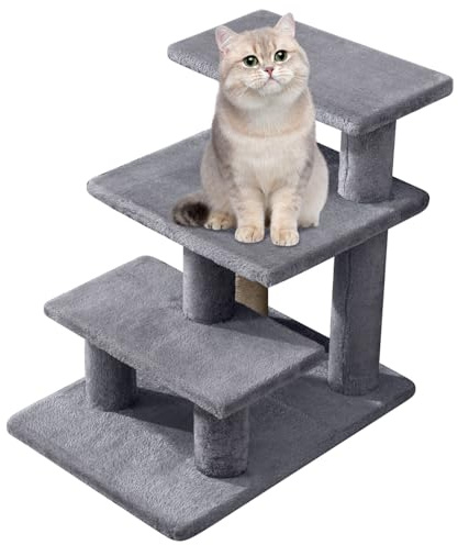 Maxmass Pet Stairs, Pet Climber Ladder with Soft Surface (Grey, 3 Step) | Dogs Cats Activity Ramp Pets Access for High Bed, Sofa and Couch