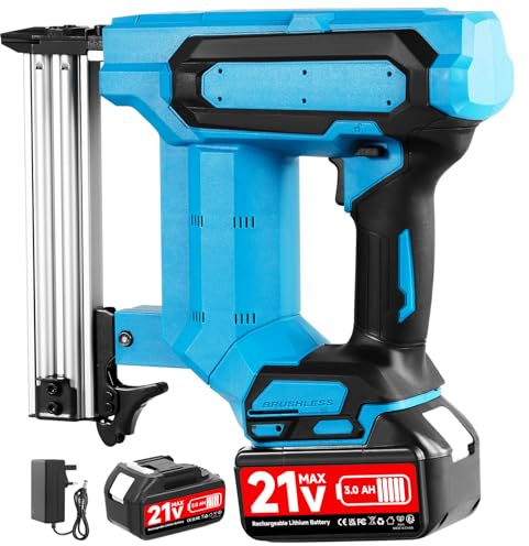 Cordless 18-Gauge Brad Nailer & Staple Gun, 21V Lithium Nail Guns for Wood with 1 Batteries & Charger, Tool-Free Jam Release, Safety Switch, Lightweight for Upholstery, Carpentry, DIY Projects