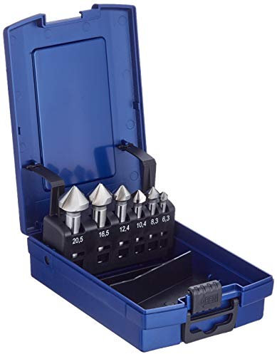 BOHRCRAFT 17001330006 Kegelsenker Set HSS-G in ABS-Box KS6-K 6-teilig, 6 Stück Durchmesser 6,3-20,5 mm, Blau, silber