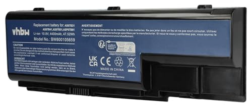 vhbw Akku kompatibel mit Acer eMachines E520, E720, G520, G720 Notebook (4400 mAh, 10,8 V, Li-I