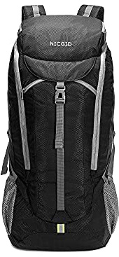 Nicgid 60L leichter Wanderrucksack, faltbar, multifunktionale Reisetasche, wasserabweisend, lässiger Camping-Rucksack für Männer und Frauen, Outdoor-Sport, Berge