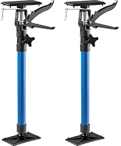 TecTake Türspanner Teleskopstange | stufenlos verstellbar | leichte Handhabung - diverse Modelle (2er Set blau | Nr. 402612)