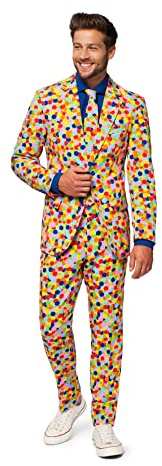 OppoSuits Karnevalskostüme Herren festlichem Druck Anzug mit Krawatte