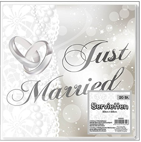 Unbekannt Serviette Just Married, 20-TLG. Papier, 33 x 33 cm