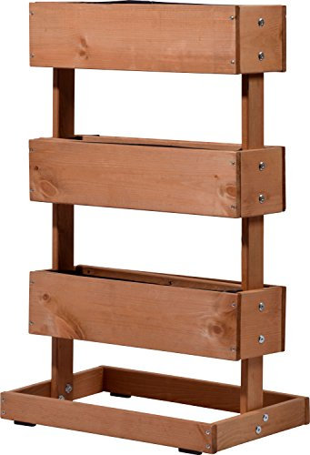 dobar® 58525e Vertikales Blumenbeet Dreistufig | Vertikales Hochbeet mit 3 Pflanzkästen | Vertikalbeet für Garten/Terrasse/Balkon | Blumentreppe inkl. Pflanzfolie | 49,5 x 30 x 78 cm | Braun