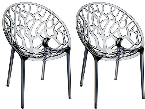 CLP 2er Set XXL Gartenstuhl Crystal Aus Kunststoff I 2 x Wetterbeständiger Stapelstuhl Mit Einer Max. Belastbarkeit von 160 kg Farbe:grau