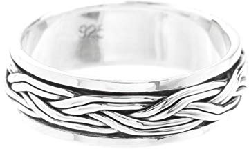 Windalf Wikinger Vintage Band-Ring THORON 0.6 cm Silber-Drehring Vikings Partnerring Bohemia Silberring Handarbeit aus 925 Sterlingsilber (Silber, 68 (21.6))