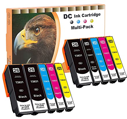 D&C Druckerpatronen Kompatibel als Ersatz für Epson 26 26XL für Epson Expression Premium XP-510 XP-520 XP-600 XP-605 XP-610 XP-615 XP-620 XP-625 XP-700 XP-710 XP-720 XP-800 XP-810 XP-820 (10er-Pack)