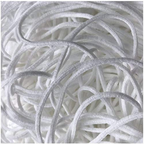 Urhome 3mm rundes Gummiband zum Nähen von DIY Schmuck Kleidung Nähzubehör | elastisches Wäschegummi Gummilitze mit hohe Elastizität | Rundgummi Schnur Weiß in 5 Meter Länge