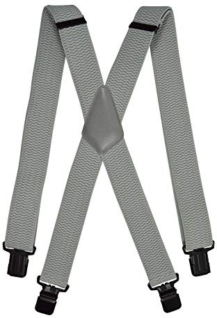 Olata X-formade hängslen för män med svarta klämmor, 4 cm - Ljusgrå