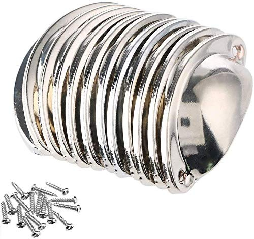NALCY Poignée de Coquille, Bouton de Porte de Demi-Cercle en Fer Vintage, Rétro Poignee de Meuble,Fer Incurvé Bouton de Porte de Placard Retro, 82mm, Avec Vis (12 Pièces, Chrome)