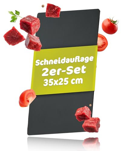 RÖSLE Schneidauflage 2er-Set, 35x25cm Schneidematte aus PP Polypropylen, Schwarz Schneideunterlage für die Küche, Spülmaschinengeeignet und Rutschfest