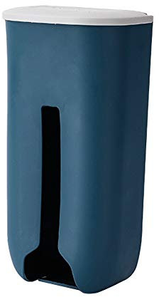 Sac poubelle en plastique Porte-poubelle Sac Distributeur mural auto-adhésif suspendu Sac Boîte de rangement pour la cuisine bleu