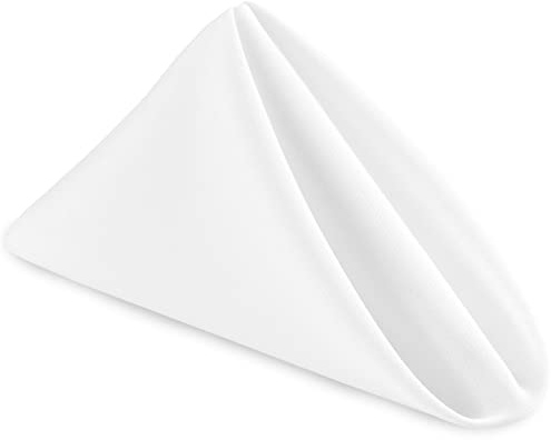 Hiasan Cloth Napkins Set of 6, 18 x 18 Inch, Washable White Dinner Napkins with Hemmed Edges for Restaurant, Wedding and Holiday