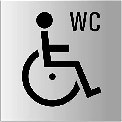 Plaque - WC Handicapés | Panneau XL en aluminium anodisé 200x200 mm | Nr.44028-E