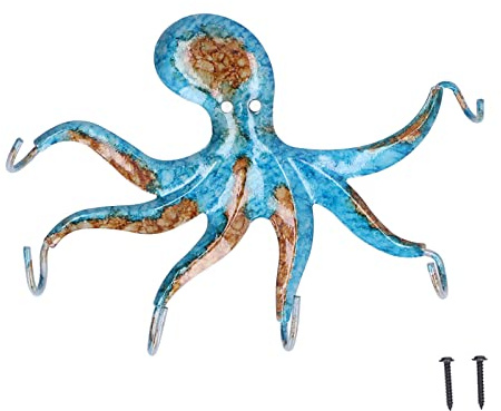 Gancho Decorativo de Pulpo para Abrigos, Gancho de Pared de Pulpo con Forma única para Montar en la Pared, Gancho para Ahorrar Espacio, Colgador de Ropa, Decoración de Pared para Dormitorio, Baño, Coc