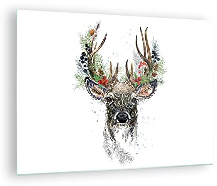 ARTTOR Bilder auf Glas 70x50cm Wandbild Glasdruck Tiere - 4486 | Surrealismus Reh Boho Klein Modern Dekoration Wohnzimmer Schlafzimmer Küche Wanddeko Kunstdruck Art Wall Decor ARTTOR