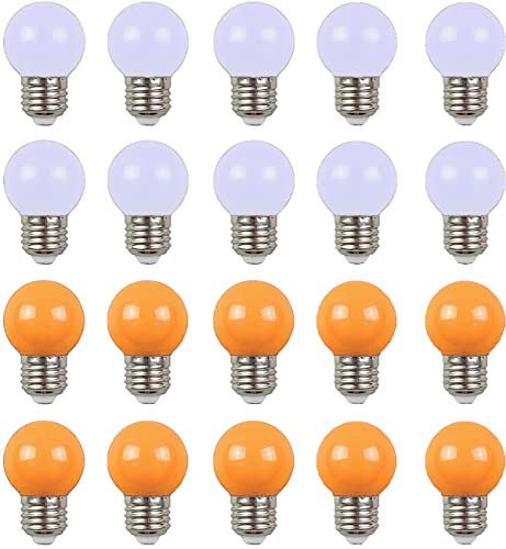 Aiwerttes E27 Warmweiß, Golflicht, Orange, LED, kleine Edison-Schraube, 2 W, Energiesparlampe, entspricht einer 20 W Glühbirne, 20 Stück
