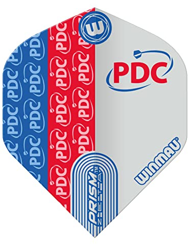 WINMAU Prism Zeta PDC Röd, blå och vit Dartflyg - 1 set per förpackning (3 flyg totalt)