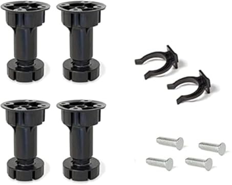 bricoleva.it Juego de 4 patas ajustables negras para zócalo de cocina - Pies de plástico con clips de fijación para muebles de cocina - Altura 15 cm y ajuste de 2 cm …
