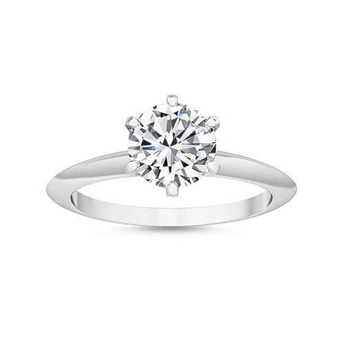 Individualisieren Sie den Schmuck GIA/IGI 1,00 Karat, Rundschliff, natürlicher Erdabbau, Solitärring mit Messerkante, Verlobungsring aus 14 Karat Weißgold für Frauen, H-VS, natürlicher Diamant, 14