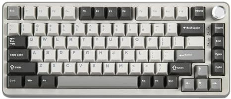 YUNZII B75 PRO Tastiera Meccanica Senza Fili, 75% Gaming Keyboard Guarnizione Hot Swap Keyboard Con Manopola, Pre-lubrificato Interruttori, BT/Tipo-C/2.4G Creamy Keyboard(Milk Switch,Grey)