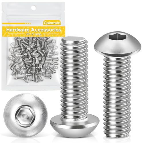 Caianwin M5 x 16mm 100Pcs Linsenkopfschrauben Innensechskant 304 Edelstahl Flachrundkopfschrauben für den Möbeleinbau,Industriebereiche