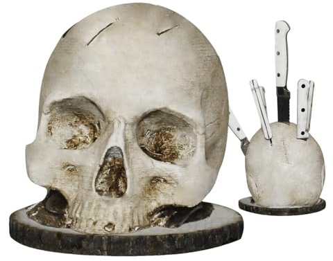 Totenkopf Messerhalter Horror Totenkopf Messerblock Horror Kopf Form Messerständer Horror Schädel Messerblock Horror Skelett Messerständer Küchen Messer Aufbewahrungsregal Organizer