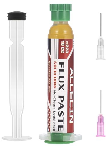 ALLECIN No Clean Soldering Flux 223 10CC 10mL High viscosity Electronics Solder Fluxes Paste Syringe for Circuit Boards and Copper Electrical Wire with Needle Dispensing Tool (Pack of 1Pcs)