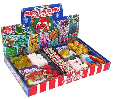 Weihnachtsdeko Candy Bar mit 650g Süßigkeiten Weihnachten zum Verzieren und Dekorieren, CAPTAIN PLAY fertige Weihnachts Candy Bar, besondere Geschenkidee zu Weihnachten
