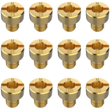 EFUTURETIME 12 x Gicleur de Carburateur M5 75-102 pour Dell'Orto PHBG/SHB | Jeu de Gicleurs Principaux, Buses en Laiton