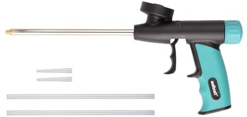 wolfcraft PU Schaumpistole - Dosierpistole für Montageschaum I 4342000 I Baumschaumpistole inkl. Feindüsen und Verlängerung - Abdichten, Dämmen und Kleben