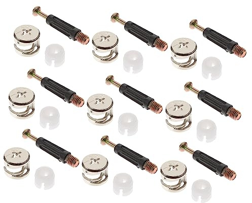 ULTECHNOVO 100set Raccordi Per Bloccaggio Camma Dadi Preinseriti Kit Di Perni Per Mobili Viti Di Fissaggio Dadi Per Mobili Connettori Per Perni Per Bulloni Camma Barilotto Per Armadietti e Li