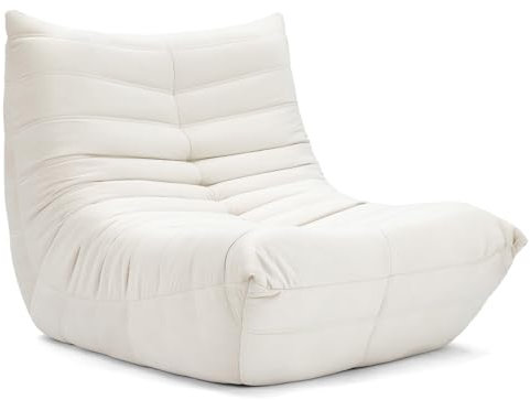 Vesgantti Togo Fireside Chair, Contemporary Beige Suede Lounge Chair, Ergonomic Lumbar Support, Perfect for Bedroom, Living Room, Office