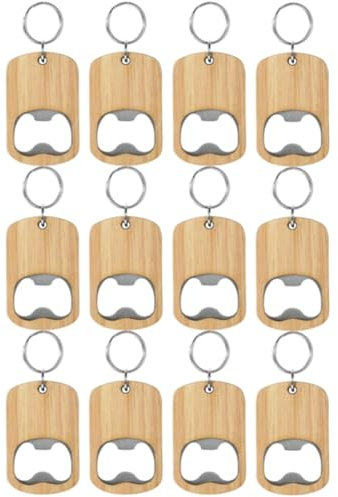 JNJOOD Lot de 12 décapsuleurs en bois avec en bois, décapsuleur en bois à graver, en bois pour maison, cuisine, fêtes, durables