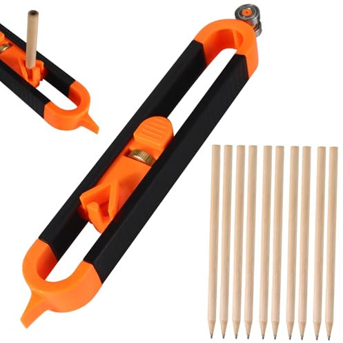 Jauge de Contour, Jauge de Contour avec Serrure, Outil de Scribe de Jauge de Contour, pour le Travail Du Bois, la Construction, Le Bricolage 10 Crayons