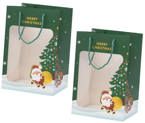 OHPHCALL 2stücke Weihnachtsgeschenktüte Aus Papier Party-geschenkbeutel Tragbare Geschenktüte Für Festivals Cartoon-muster Zum Verpacken Von Süßigkeiten Snacks Und Kleinen Weihnachtsgeschen